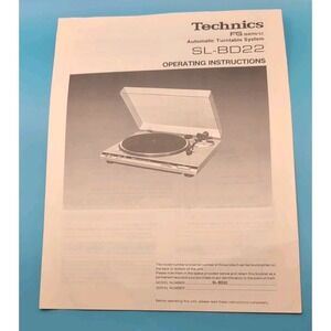 Technics SL-BD22 Record Player /‎ Turntable  Owner / User Manual *Original* #2